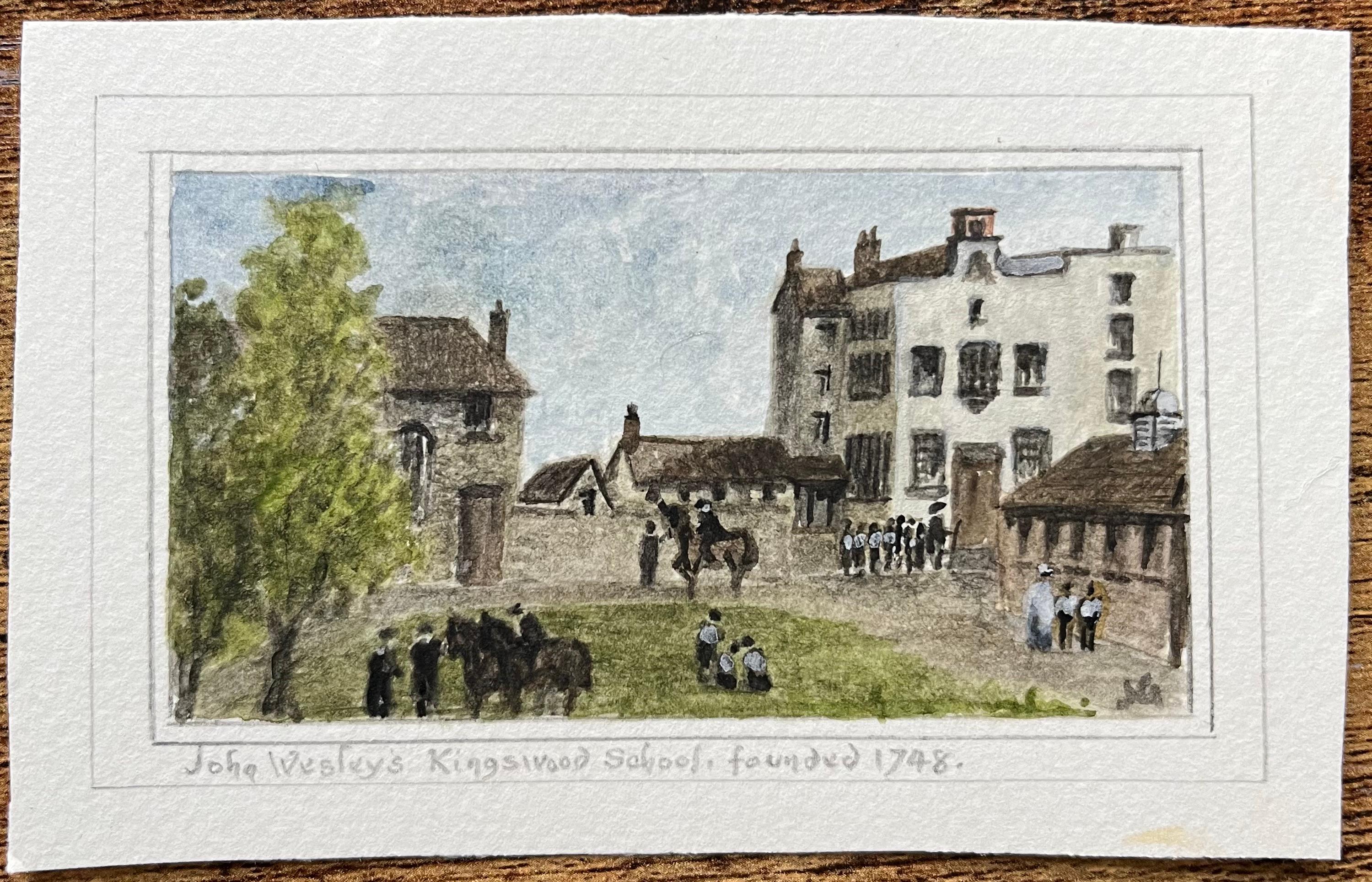 Historic Miniature Watercolor of John Wesley’s Kingswood School - Art by Jack Grunwell