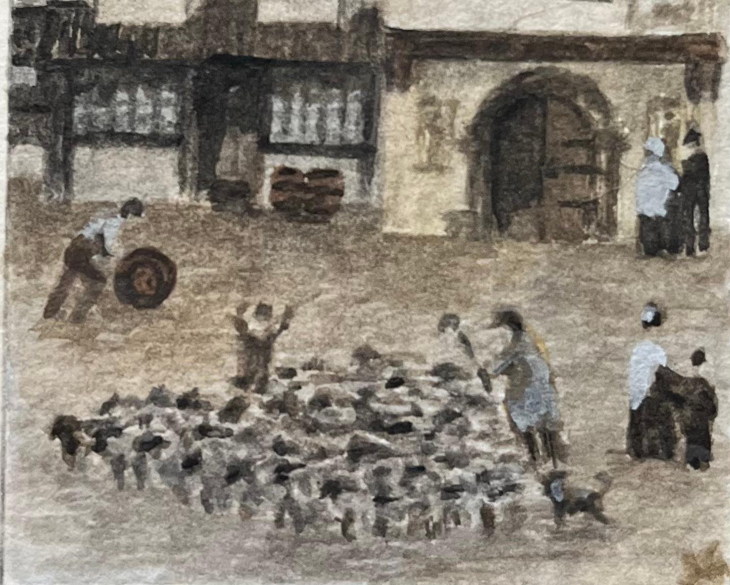 Aquarelle miniature historique d'A Mead à Bristol - École anglaise Painting par Jack Grunwell