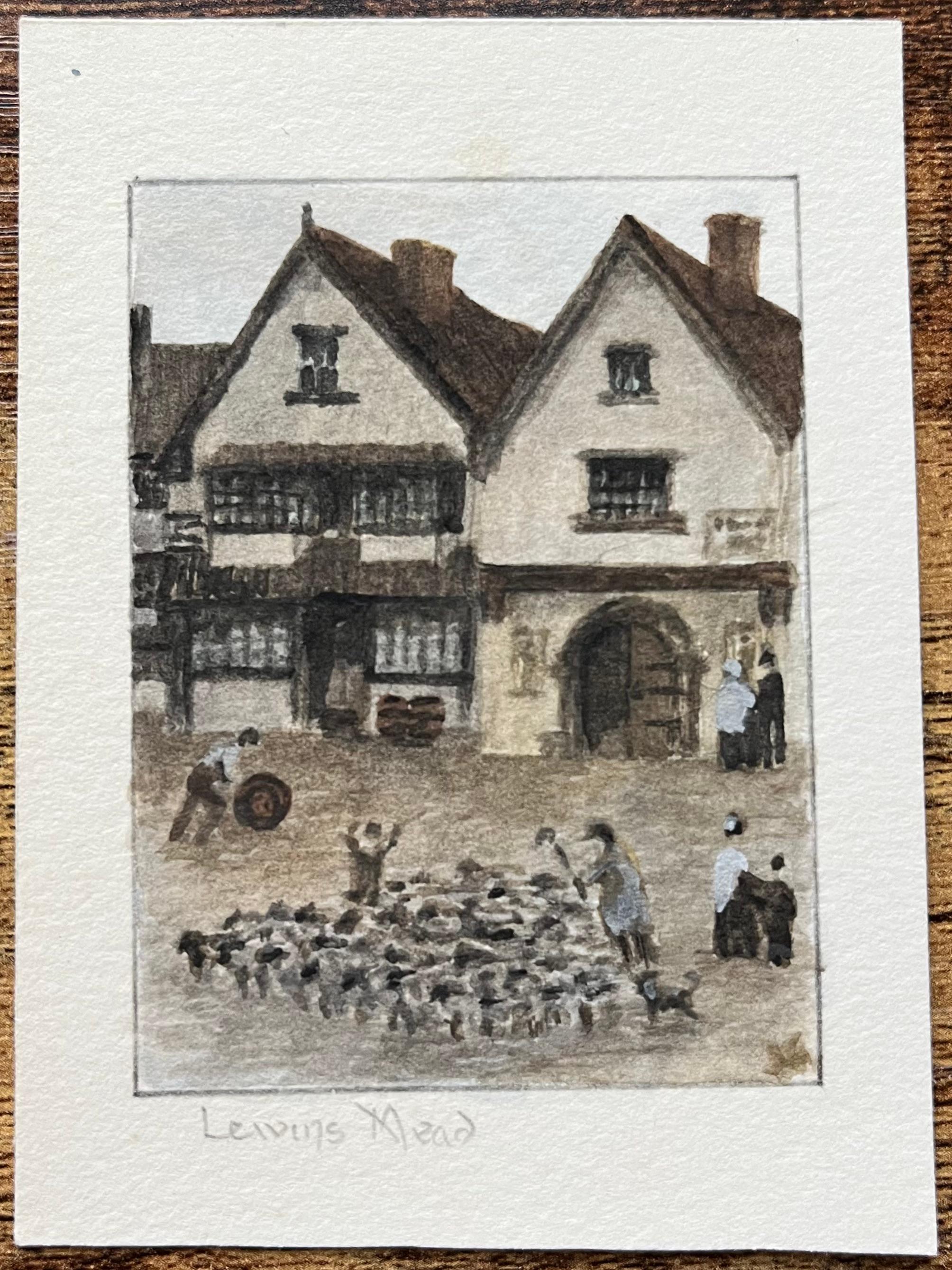 Aquarelle miniature historique d'A Mead à Bristol - Painting de Jack Grunwell
