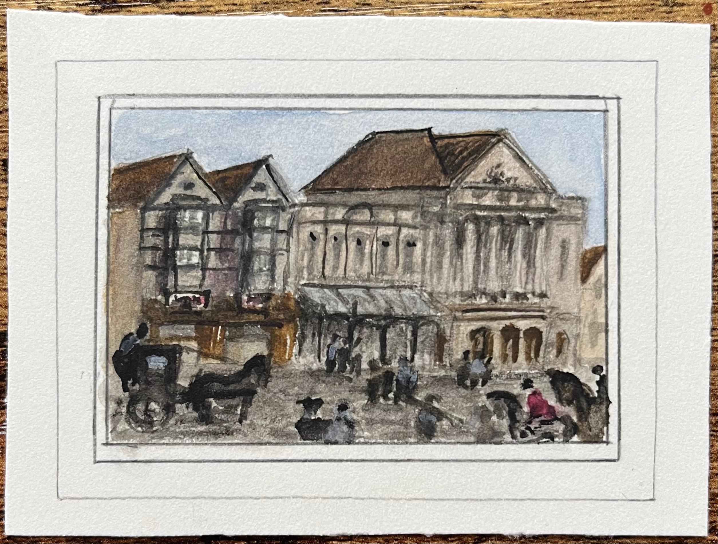 Historisches Miniatur-Aquarell des Theatre Royal in Bristol – Painting von Jack Grunwell