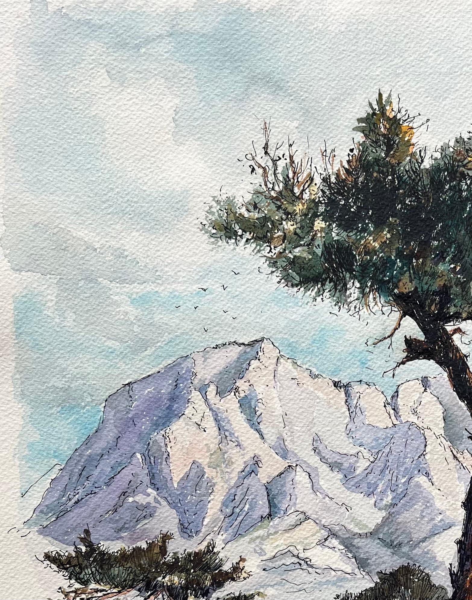 Aquarelle française de la Montagne Sainte-Victoire par Robert Lepine - École française Art par Robert Lepine (1929 - 2017)