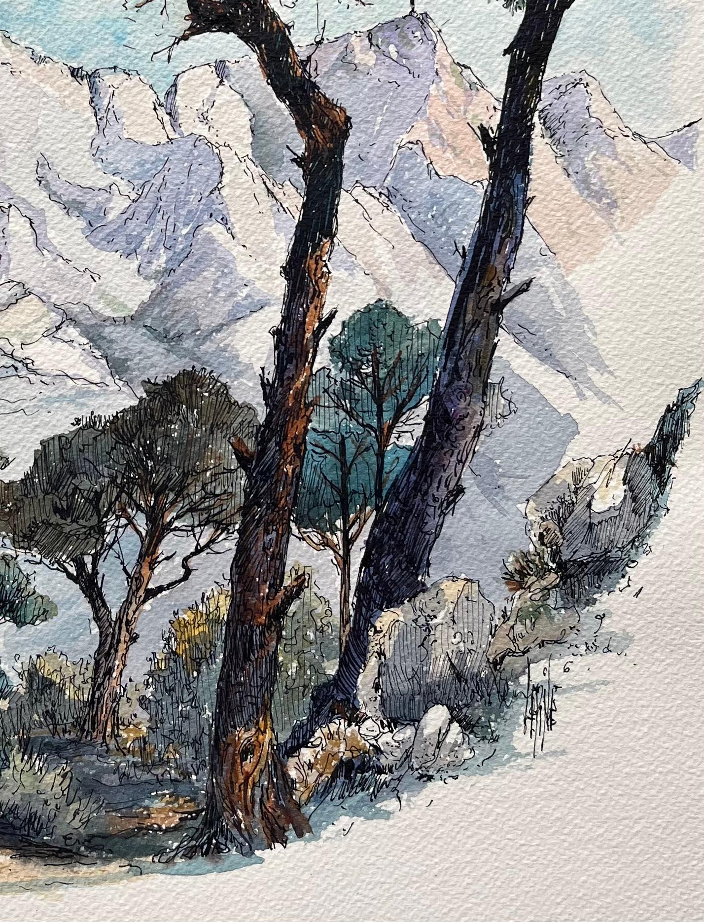 Aquarelle française de la Montagne Sainte-Victoire par Robert Lepine en vente 1