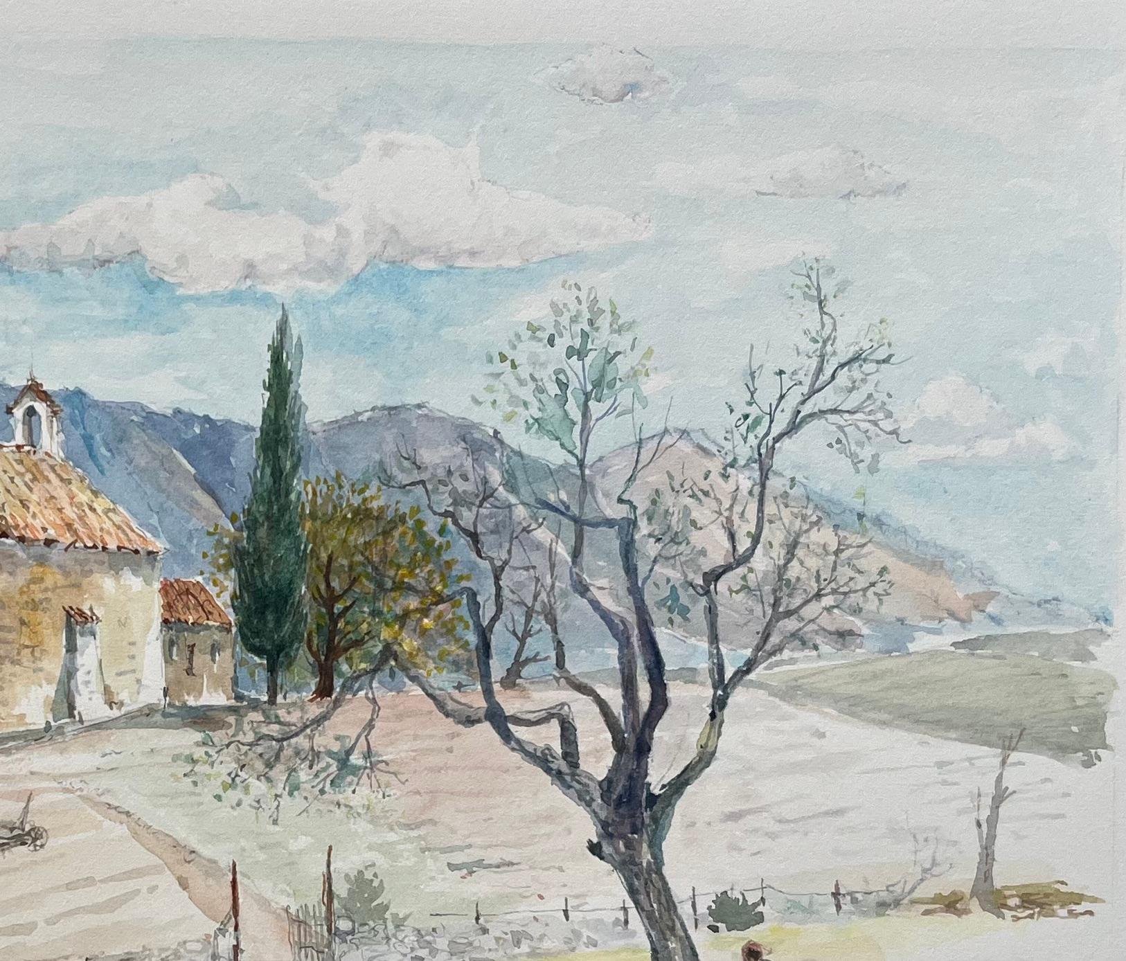 Título: Acuarela provenzal de campos de lavanda y capilla rústica en el campo
de Robert Lepine (francés, 1929 - 2017)
Firmado: Sí
Técnica: Acuarela sobre papel de artista
Tamaño: 12,25 x 16,25 (alto x ancho)
Procedencia: De la colección del Atelier