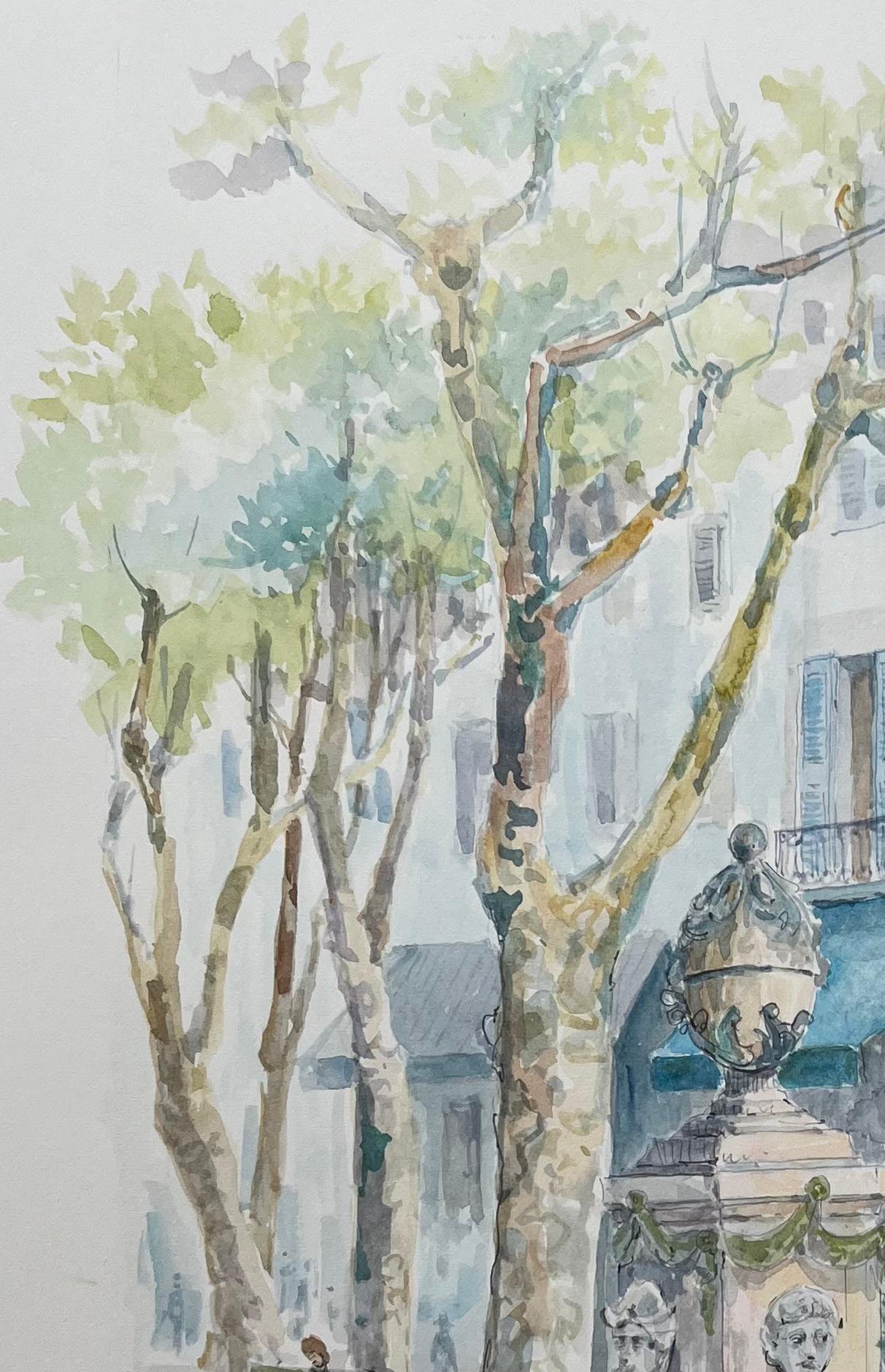 Título: Acuarela provenzal de fuente de pueblo y plaza sombreada
de Robert Lepine (francés, 1929 - 2017)
Firmado: Sí
Técnica: Acuarela sobre papel de artista
Tamaño: 16,25 x 12,25 (alto x ancho)
Procedencia: De la colección del Atelier A del
