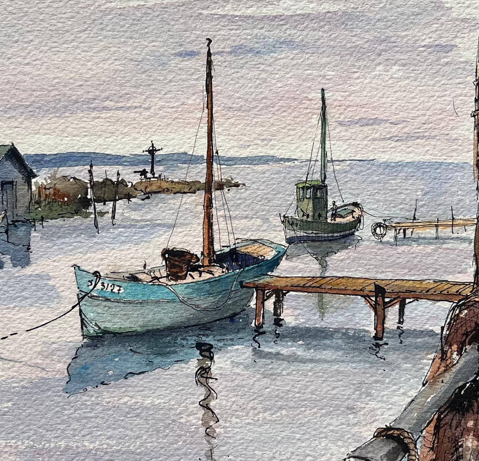 Le Grau-du-Roi Watercolor of Fishing Boats and Coastal Harbor im Angebot 3