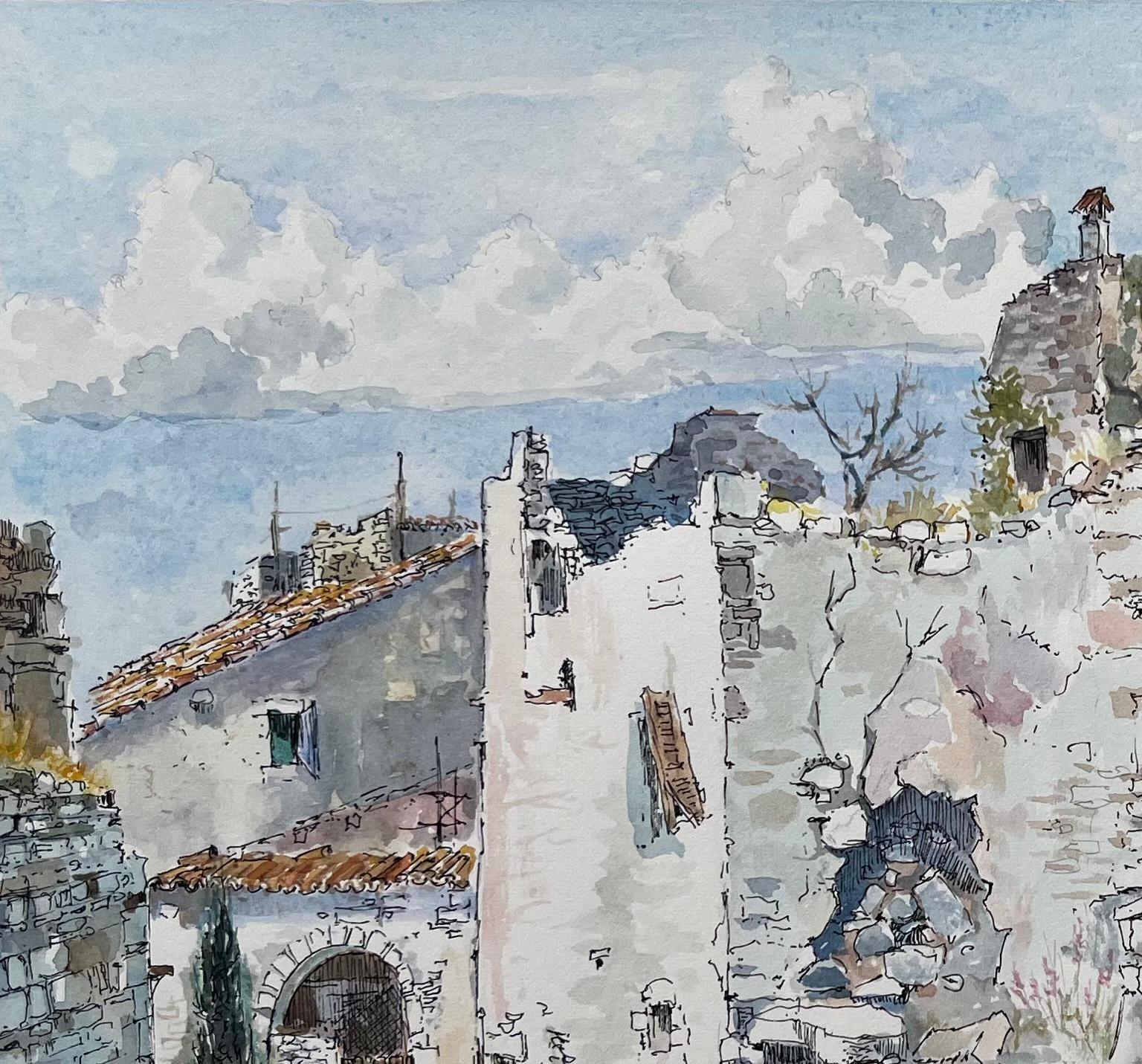 Titel: Provence Aquarell von alten Steinhäusern und Torbogen in Bonnieux
von Robert Lepine (Franzose, 1929 - 2017)
Unterschrieben: Ja
Medium: Aquarellmalerei auf Künstlerpapier
Größe: 12,25 x 16,25 (Höhe x Breite)
Provenienz: Aus der Sammlung des