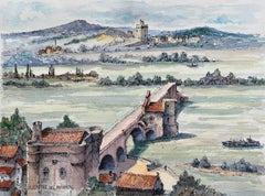 Acquerello di Avignone, Pont Saint-Bénézet e Villeneuve-lès-Avignon