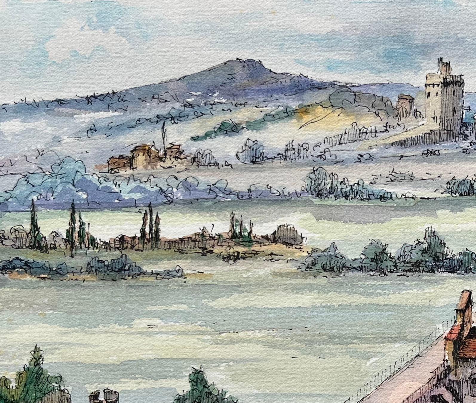 Avignon Aquarell von Pont Saint-Bénézet und Villeneuve-lès-Avignon (Französische Schule), Painting, von Robert Lepine (1929 - 2017)