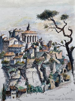 Aquarelle de Provence du village historique perché de Gordes