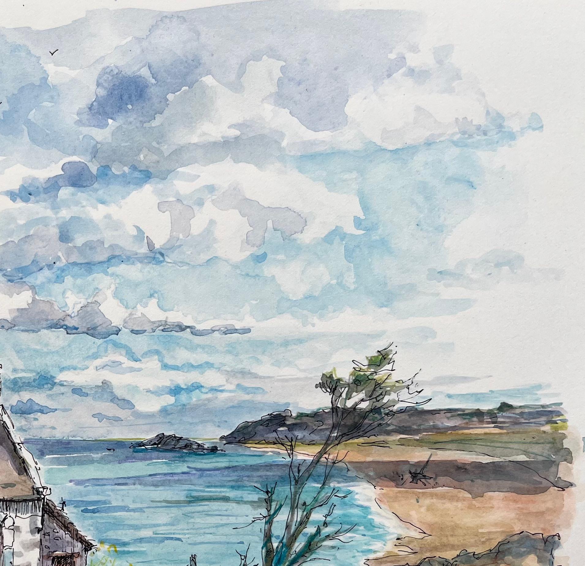 Titolo: Acquerello della Bretagna di un cottage rustico in pietra con vista sulla costa
di Robert Lepine (francese, 1929 - 2017)
Firmato: Yes One
Mezzo di comunicazione: Acquerello su carta da artisti
Dimensioni: 9 x 12,25 (altezza x
