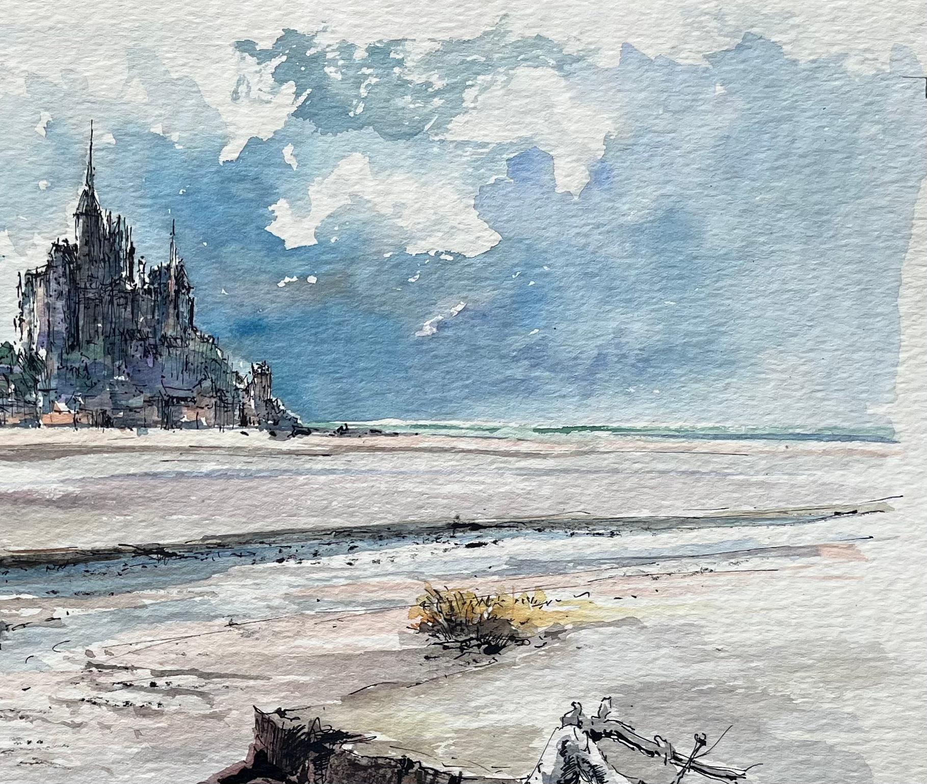 Título: Acuarela francesa de un Monte Saint-Michel iluminado por el sol en marea baja
de Robert Lepine (francés, 1929 - 2017)
Firmado: Sí
Técnica: Acuarela sobre papel de artista
Tamaño: 11,25 x 13,5 (alto x ancho)
Procedencia: De la colección del