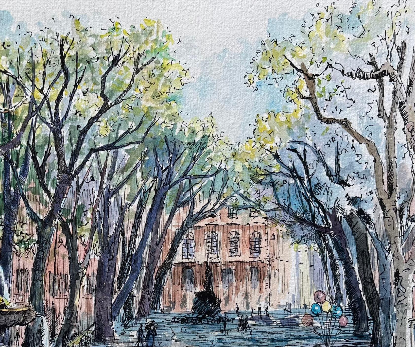 Titolo: Acquerello francese di Cours Mirabeau, Aix-en-Provence e figura con palloncini in mano
di Robert Lepine (francese, 1929 - 2017)
Firmato: Yes One
Mezzo: Acquerello su carta d'artista, montato
Dimensioni: 10,5 x 13,5 (altezza x larghezza)