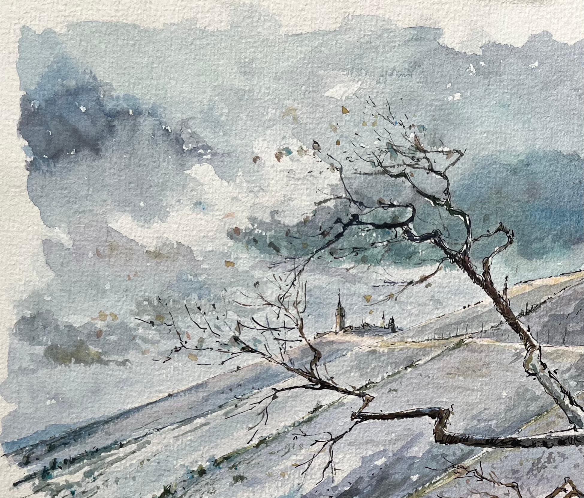 Titre : Aquarelle française du paysage du Mont Ventoux en hiver
par Robert Lepine (français, 1929 - 2017)
Signé : Oui
Moyen d'expression : Aquarelle sur papier d'artiste, montée
Taille : 10,5 x 13,25 (hauteur x largeur)
Provenance : Collection de