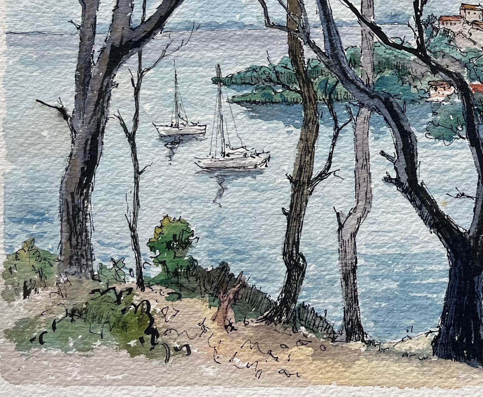 Título: Acuarela francesa de la bahía de Port-Cros en Provenza con veleros
de Robert Lepine (francés, 1929 - 2017)
Firmado: Sí
Técnica: Acuarela sobre papel de artista, montada
Tamaño: 11,25 x 15,25 (alto x ancho)
Procedencia: De la colección del