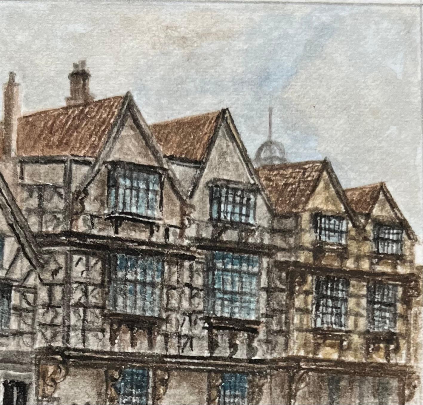 Historic Miniature Watercolor of St. Peter’s Hospital in Bristol - Gray Landscape Art by Jack Grunwell