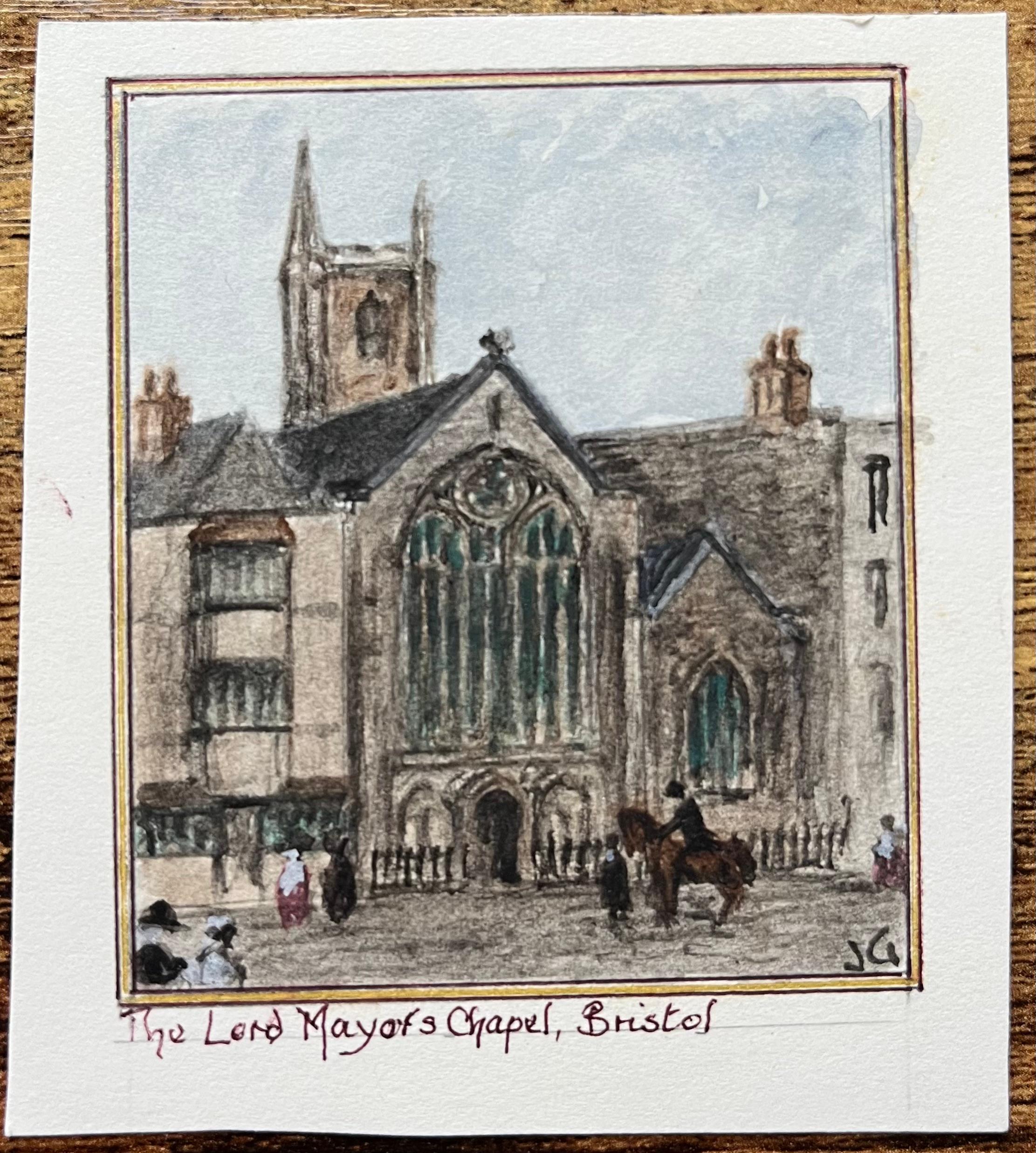 Acquerello storico in miniatura della Cappella del Lord Mayor a Bristol - Painting di Jack Grunwell
