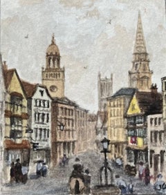 Acquerello storico in miniatura di Wine Street con vista su Corn Street a Bristol