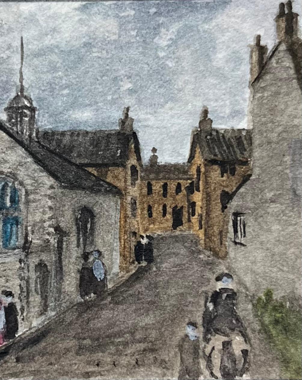 Historisches Miniatur-Aquarell der Kapelle der Heiligen Drei Könige in Bristol (Grau), Landscape Painting, von Jack Grunwell
