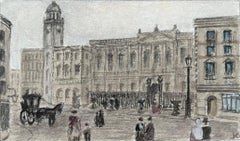 Acuarela histórica en miniatura de Bristol Corn Exchange Los clavos de Corn Street