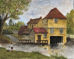 Acuarela histórica en miniatura del histórico puente de peaje de Bathampton