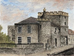 Historic Miniature Watercolor of Westbury College in Bristol