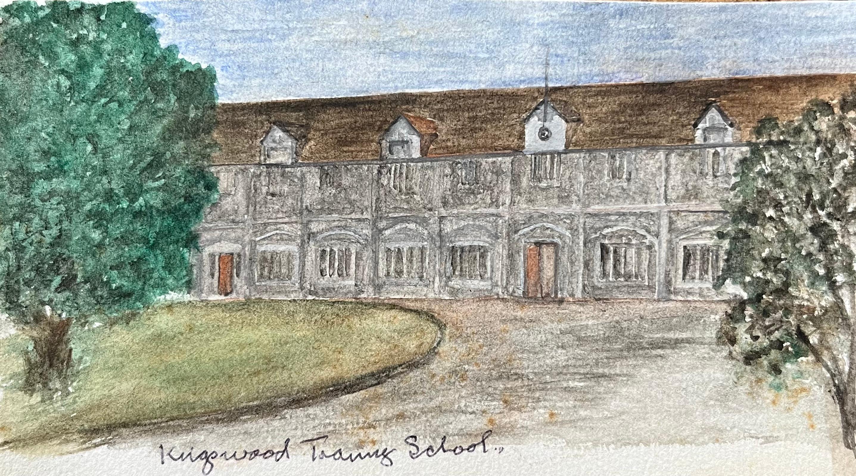 Jack Grunwell Landscape Painting – Historisches Miniatur-Aquarell der Wesleyan College Kingswood Training School
