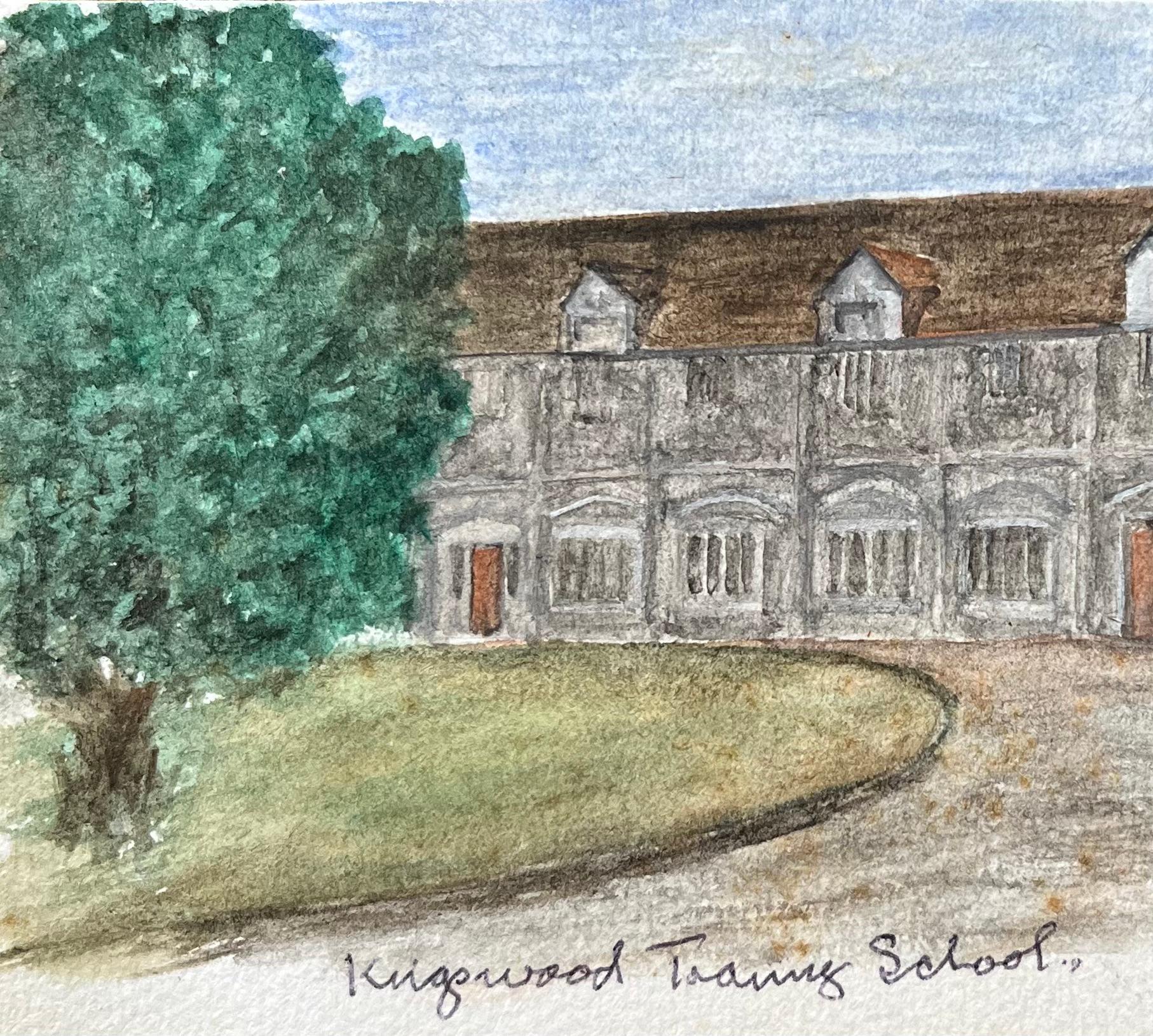 Historisches Miniatur-Aquarell der Wesleyan College Kingswood Training School (Grau), Landscape Painting, von Jack Grunwell
