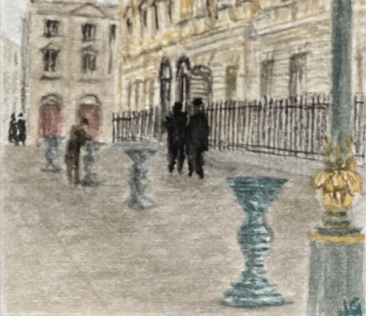 Historisches Miniatur-Aquarell der Corn Street und The Nails in Bristol (Englische Schule), Painting, von Jack Grunwell