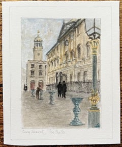 Historic Miniature Watercolor of Corn Street and The Nails in Bristol