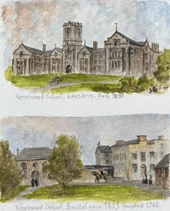 Acuarelas históricas en miniatura de las escuelas Kingswood de Bath y Bristol