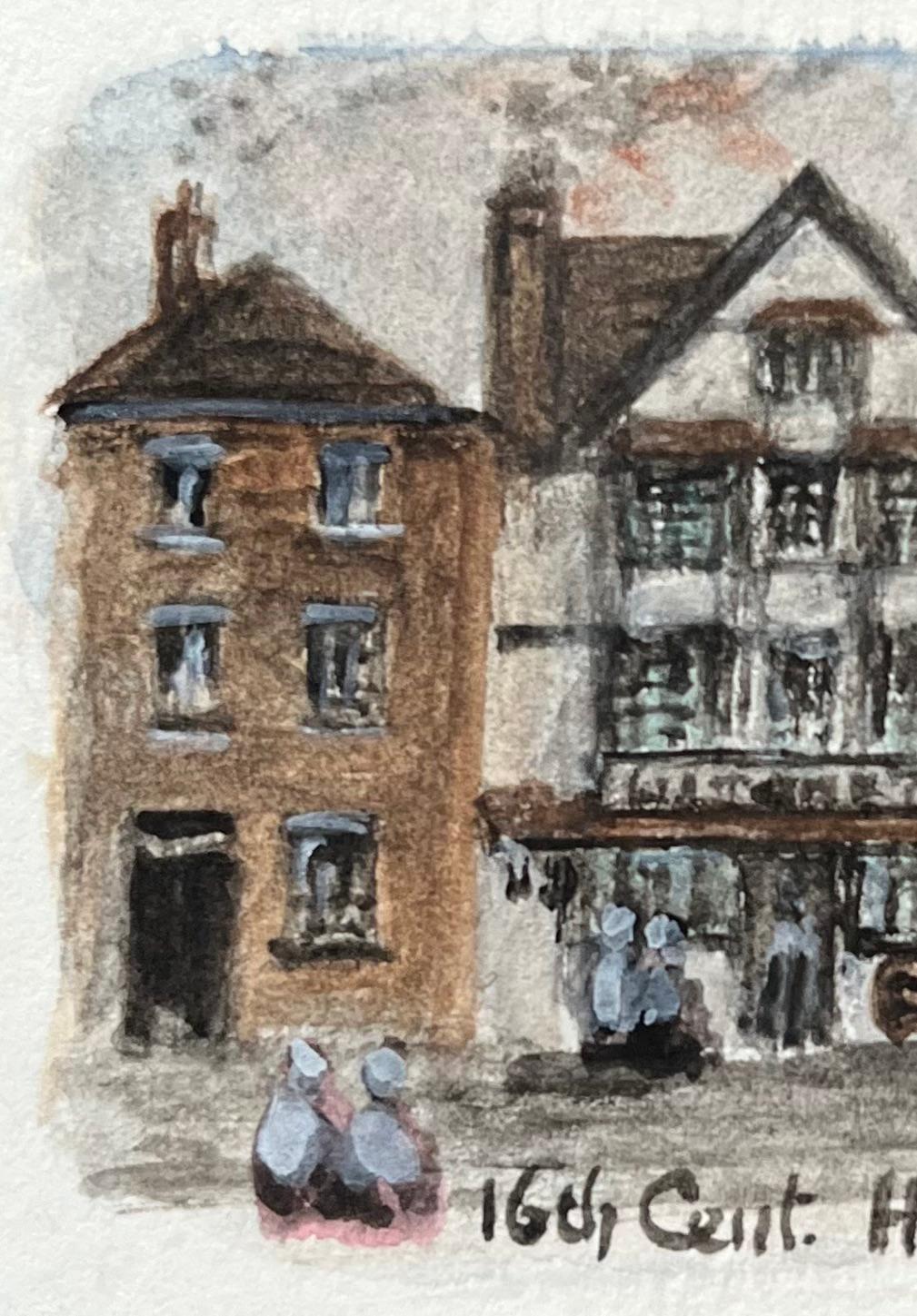 Historic Miniature Watercolors of The Hatchet Inn in Bristol - English School Painting by Jack Grunwell