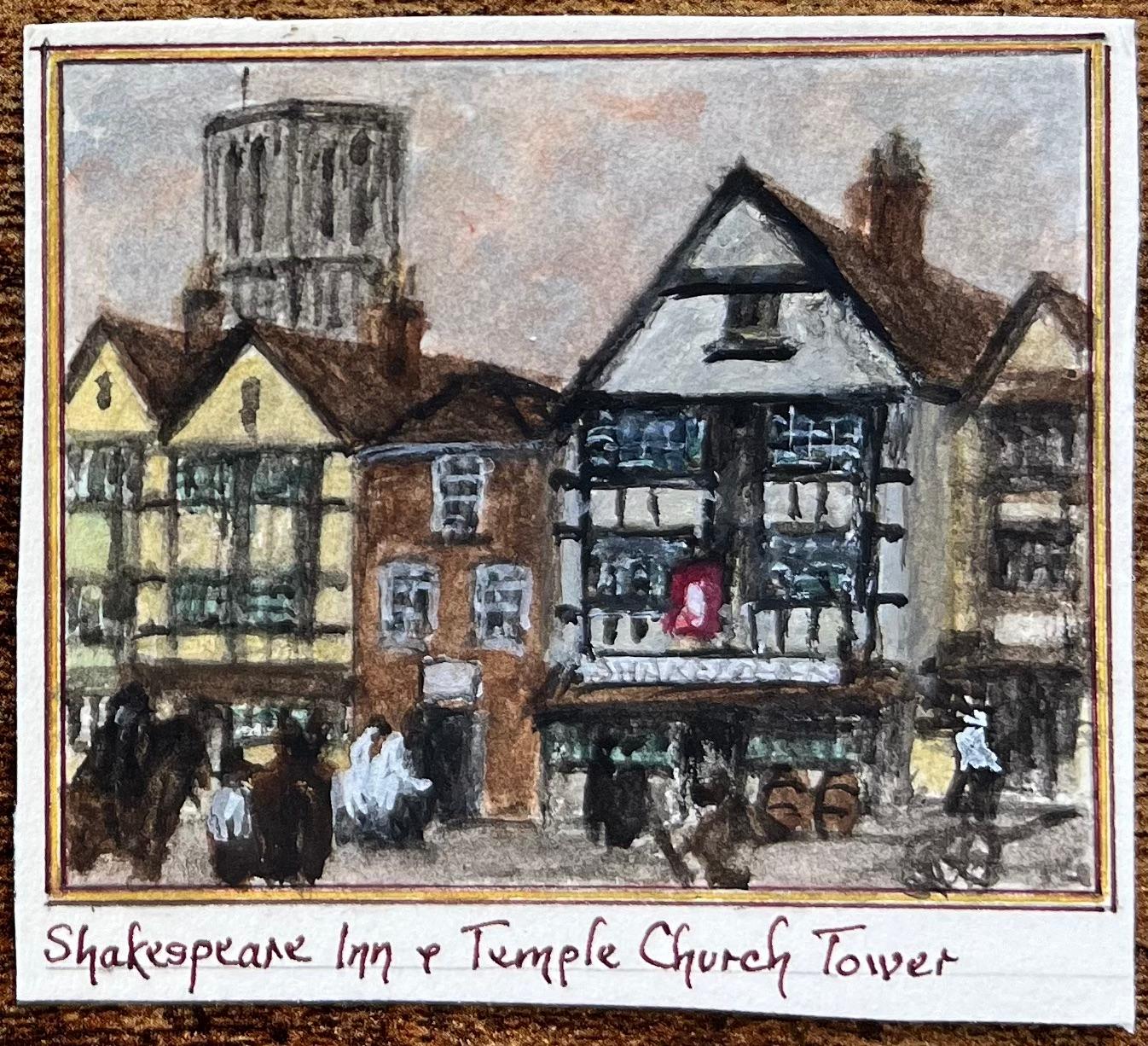 Set of Four Historic Miniature Watercolor of Bristol Coaching Inns and Landmarks For Sale 2