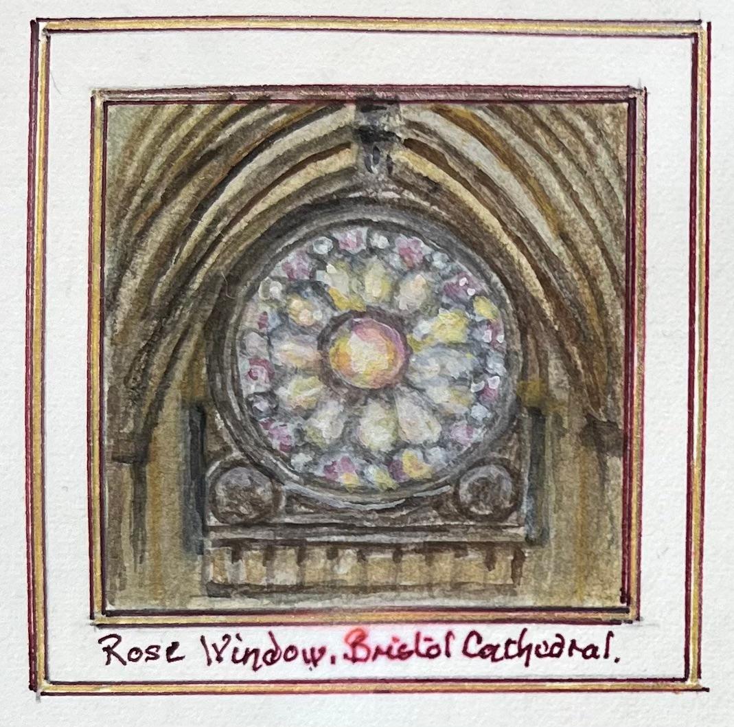 Satz von vier Miniatur-Aquarellen der Kathedrale von Bristol und architektonischen Details (Englische Schule), Painting, von Jack Grunwell
