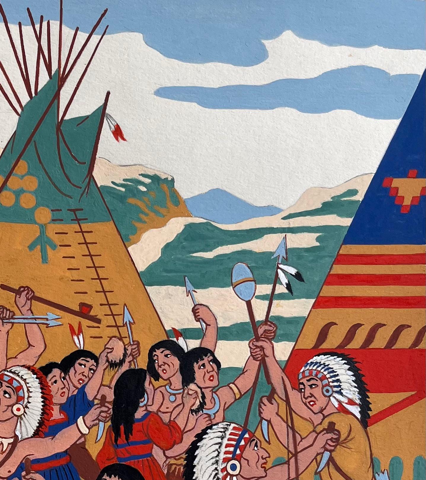 French Gouache Painting of Sioux Scalp Dance Ritual in South Dakota For Sale 3