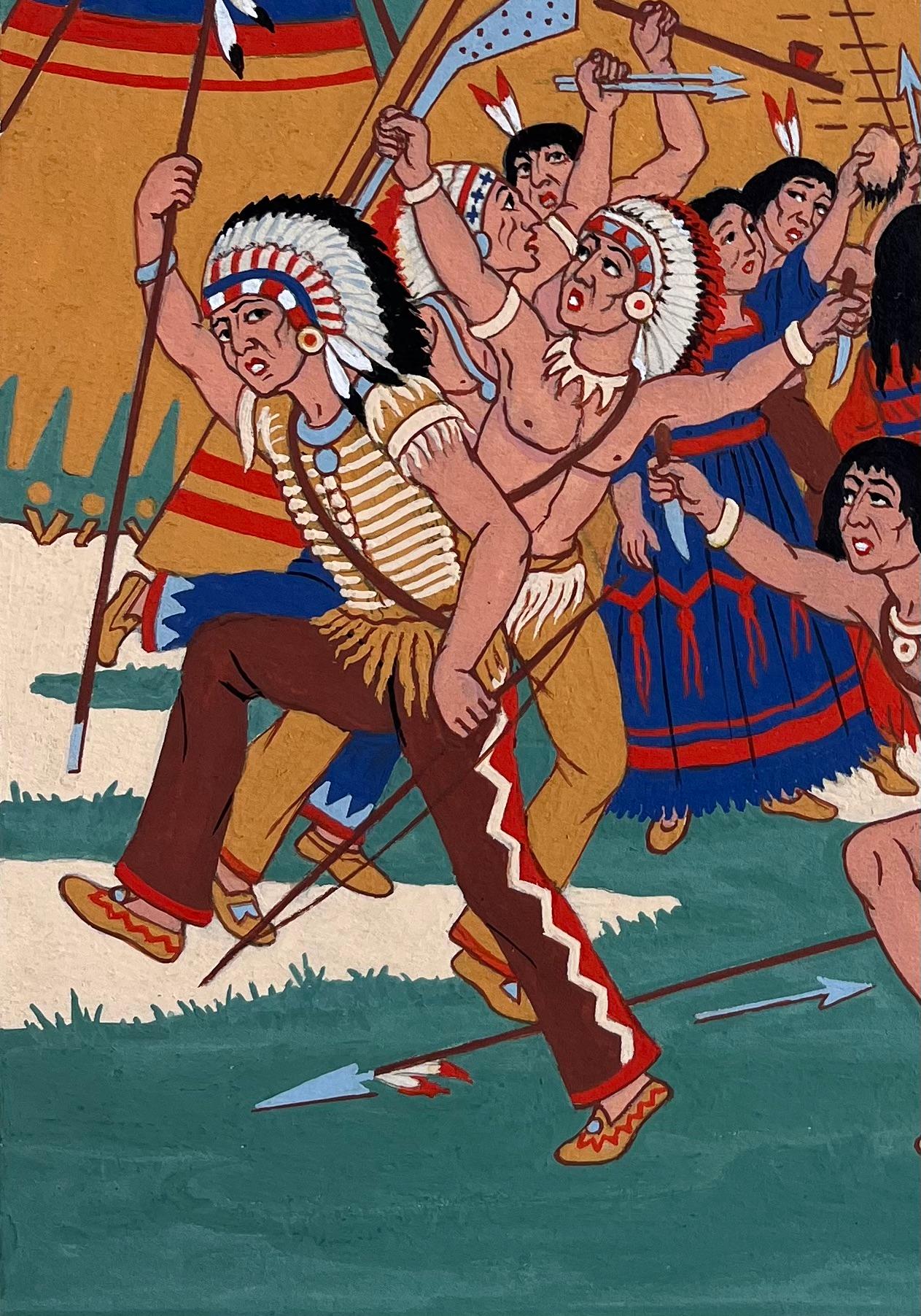 Title: French Gouache Painting of Sioux Scalp Dance Ritual in South Dakota
by Emile GALLOIS (1882-1965, French)
Signed: Yes
Medium: Original gouache painting on thick unframed paper,
Size: 13.75 inches (height) x 11 inches (depth)
Conditon: Very