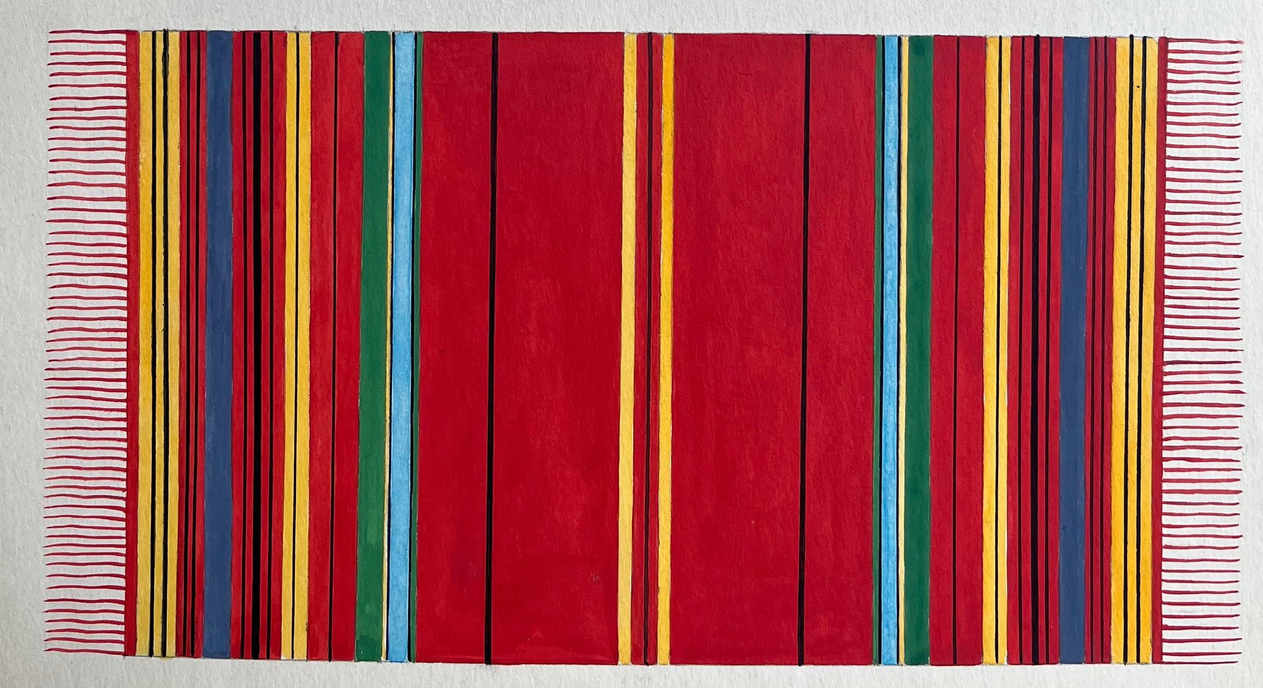 French Gouache Study of Hopi Kachina Mask and Taos Pueblo Textile - Gray Figurative Art by Emile GALLOIS (1882-1965)