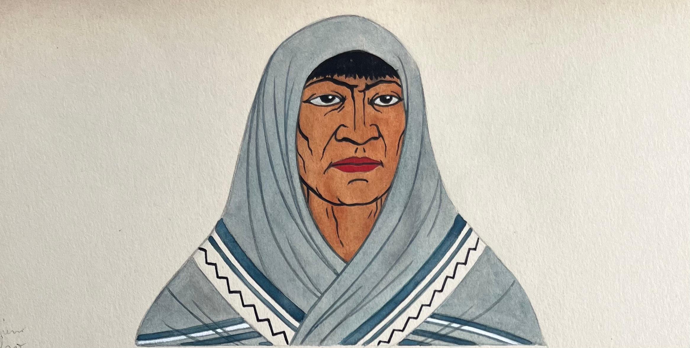 Französische Gouache-Porträtstudie von drei Navajo- und Kumeyaay-Figuren (Amerikanische Moderne), Art, von Emile GALLOIS (1882-1965)