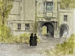 Historical Architectural Miniature Watercolor of Bristol Cathedral Gatehouse