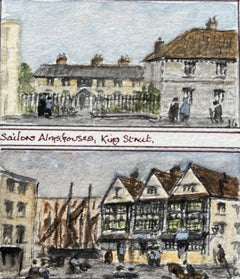 Historic Miniature Watercolor of King Street and Llandoger Trow in Bristol