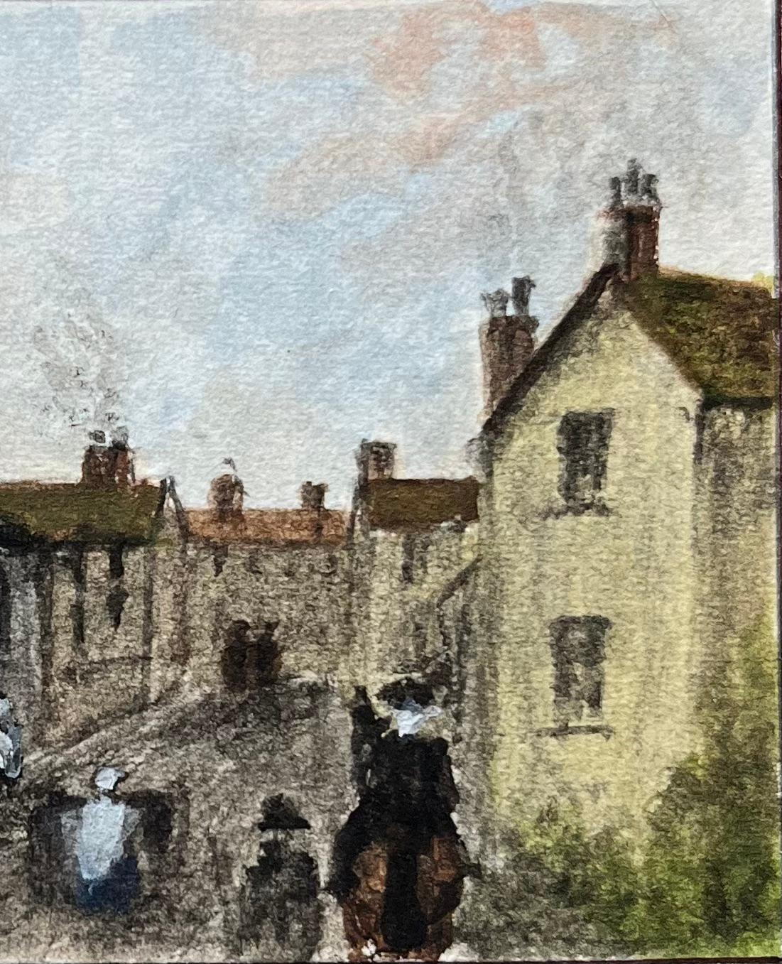 Aquarelle miniature de la chapelle des Trois Rois Fosters Almshouses - École anglaise Painting par Jack Grunwell