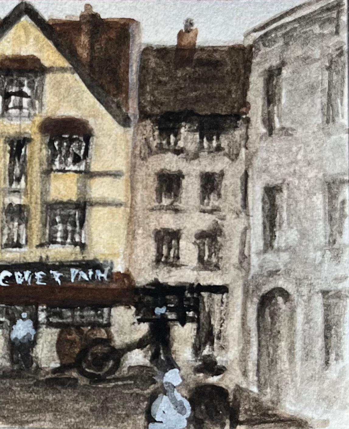 Historisches Miniatur-Aquarell des Hatchett Inn aus dem 16. Jahrhundert in Bristol (Englische Schule), Painting, von Jack Grunwell