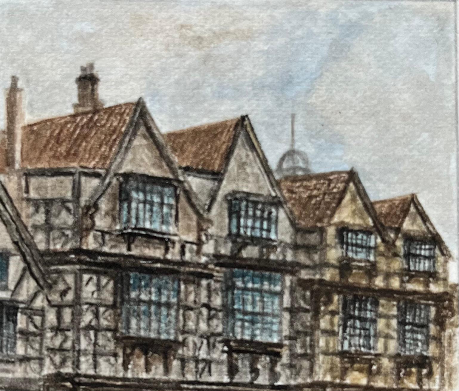 Historic Miniature Watercolor of St Peters Hospital in Bristol - English School Painting by Jack Grunwell