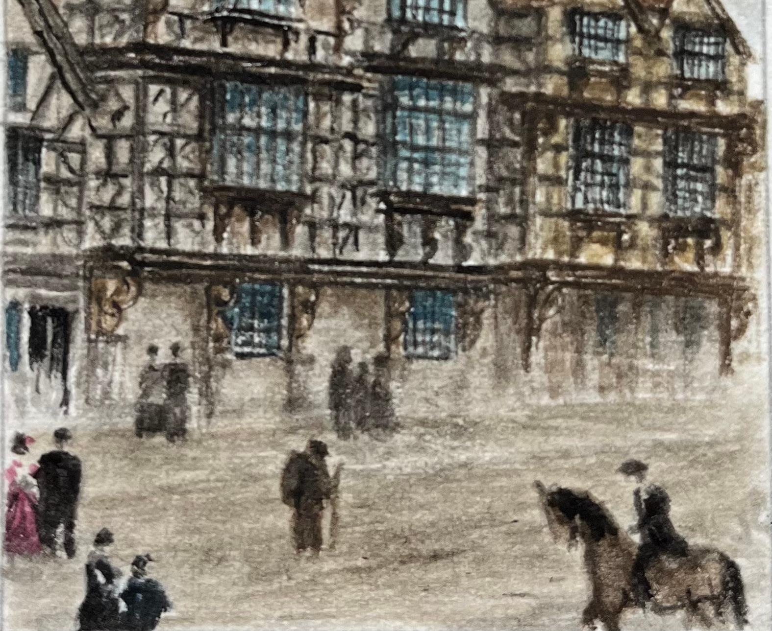 Historic Miniature Watercolor of St Peters Hospital in Bristol - Gray Landscape Painting by Jack Grunwell