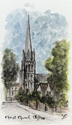 Historic Miniature Watercolor of Christ Church in Clifton