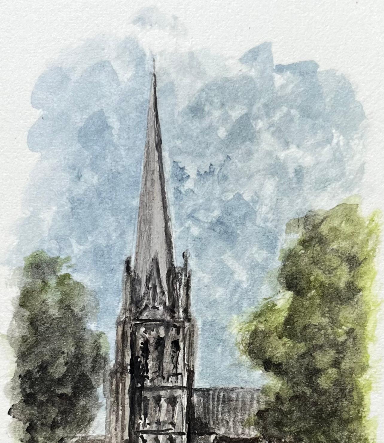 Historic Miniature Watercolor of Christ Church in Clifton - English School Painting by Jack Grunwell