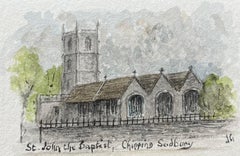 Acuarela en miniatura de San Juan Bautista Chipping Sodbury