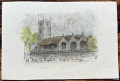 Miniature Watercolor of St John the Baptist Chipping Sodbury