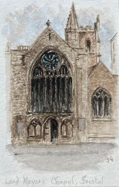 Acuarela histórica en miniatura de la capilla de Lord Mayors en Bristol