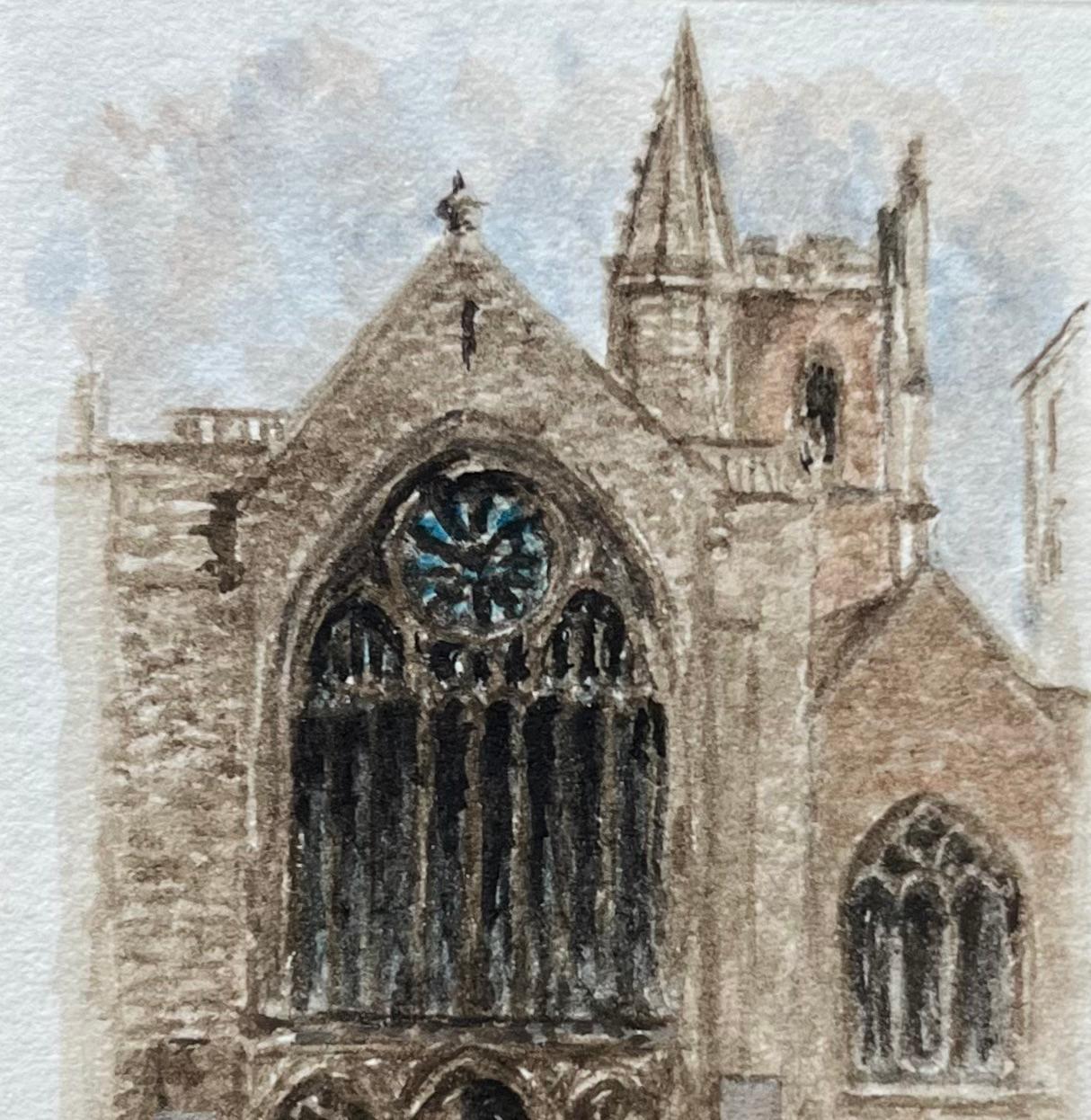 Aquarelle miniature historique de la chapelle de Lord MayORS à Bristol - École anglaise Art par Jack Grunwell
