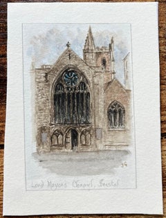 Historisches Miniatur-Aquarell der Lord Mayors Chapel in Bristol